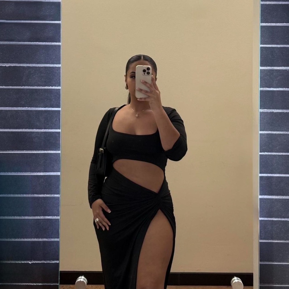 Cut out black maxi dress